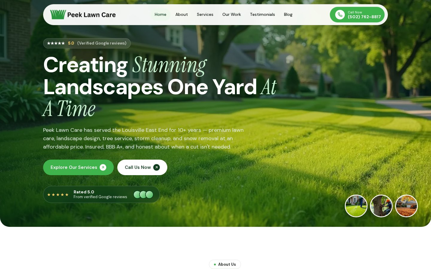 Peek Lawn Care website preview